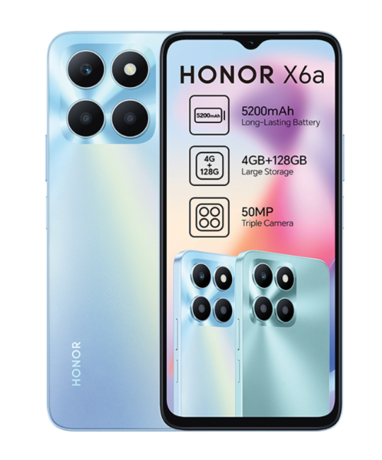 SMARTPHONE HONOR X6A / 4 Go / 128 Go / CYAN / DOUBLE SIM / GARANTIE 1 AN Z STORE TUNIS