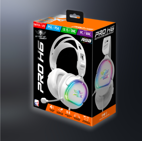 Casque Micro Gaming Spirit of Gamer PRO-H6 ARTIC / RGB / Blanc