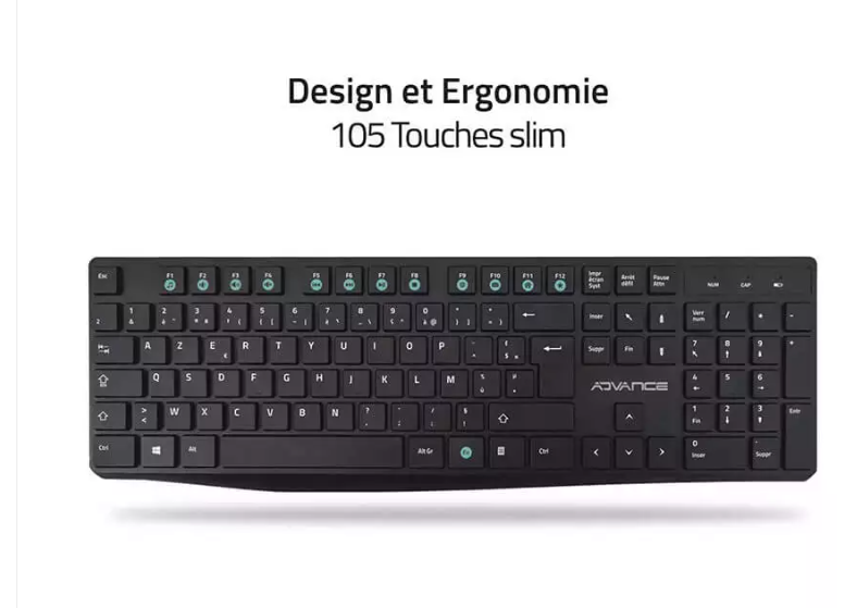 Pack ADVANCE Elite Wireless Combo - Clavier et Souris sans Fil + Tapis Antidérapant / Z STORE TUNIS