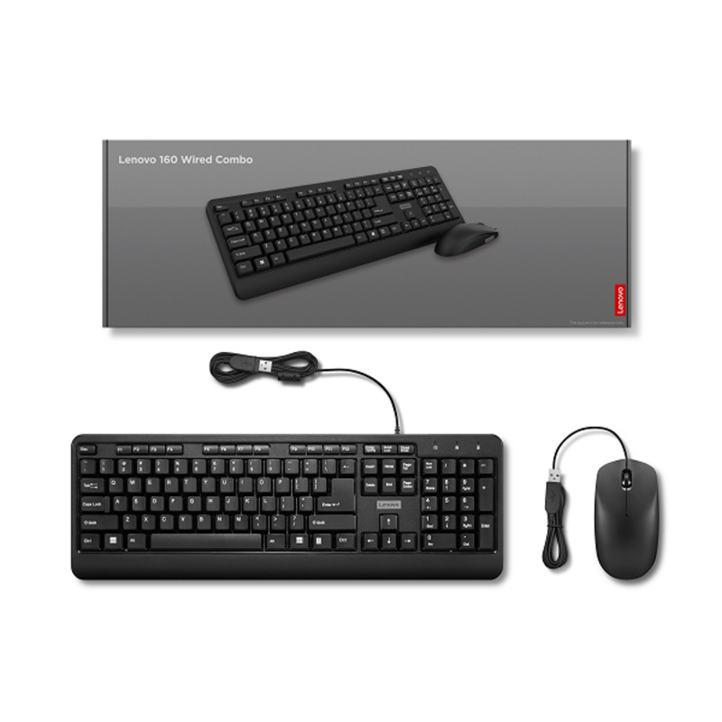 image de Ensemble Clavier et Souris Filaire LENOVO 160 Wired Combo USB