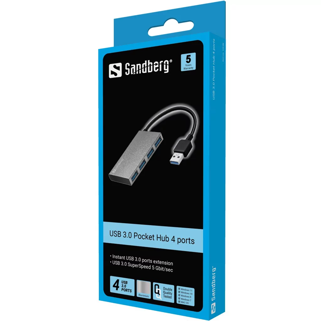 image de Sandberg USB 3.0 Pocket Hub 4 Ports