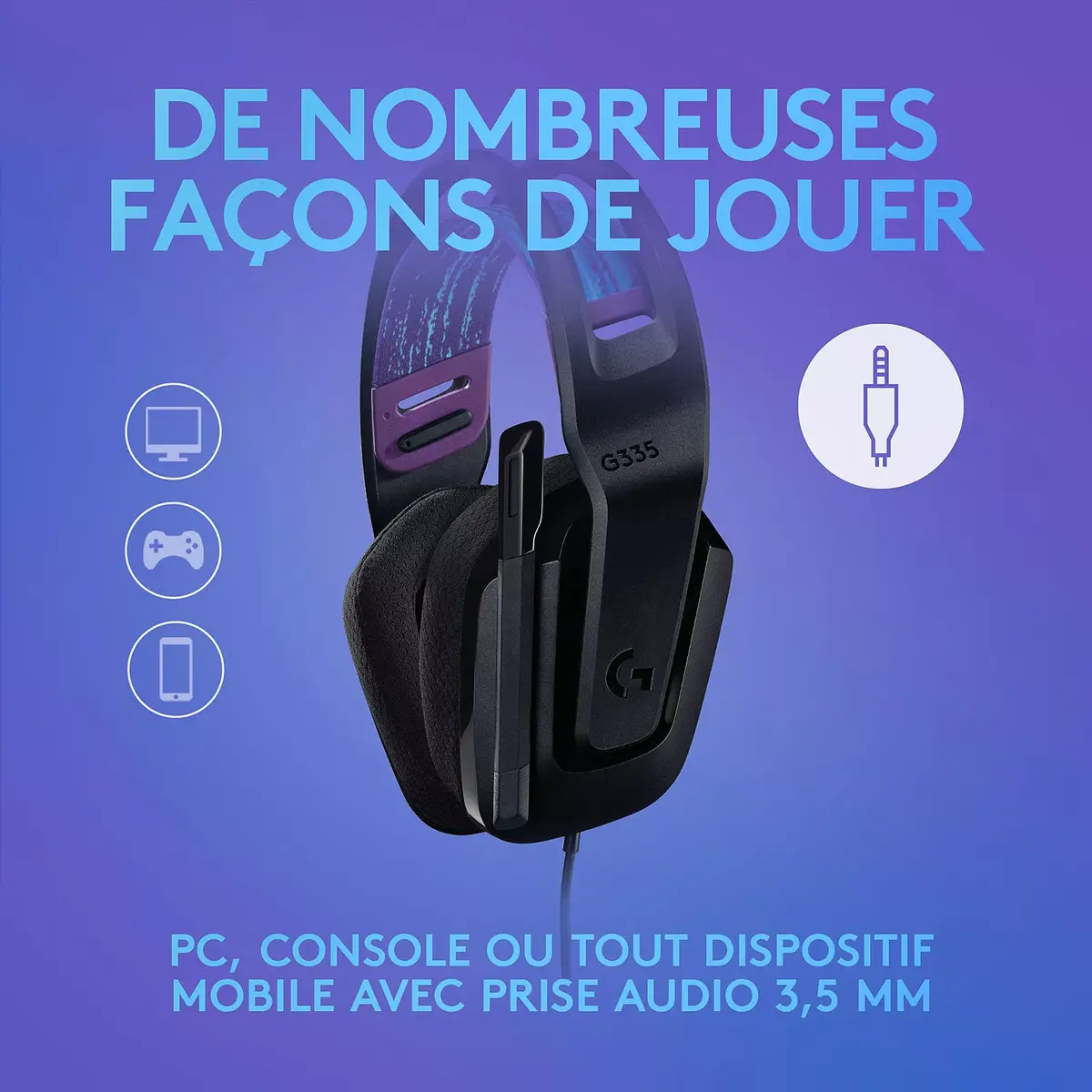 image de Casque Micro Gaming Logitech G335 Headset / Noir