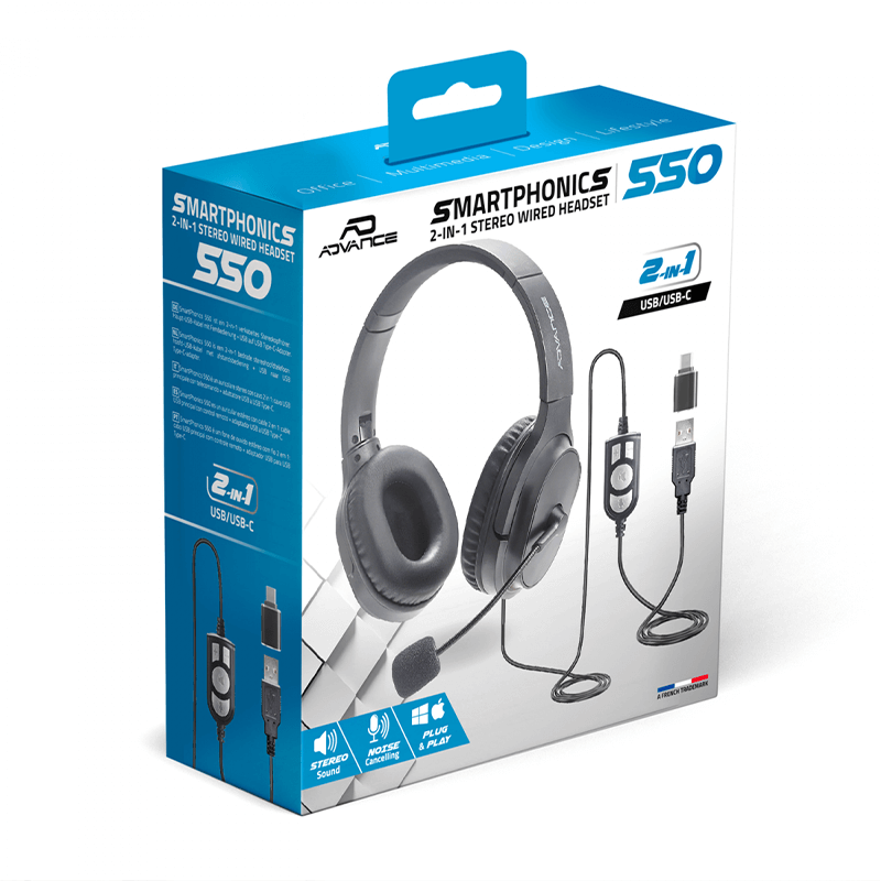 image de Casque micro Filaire Advance Smartphonics 550 Stéréo 2en1