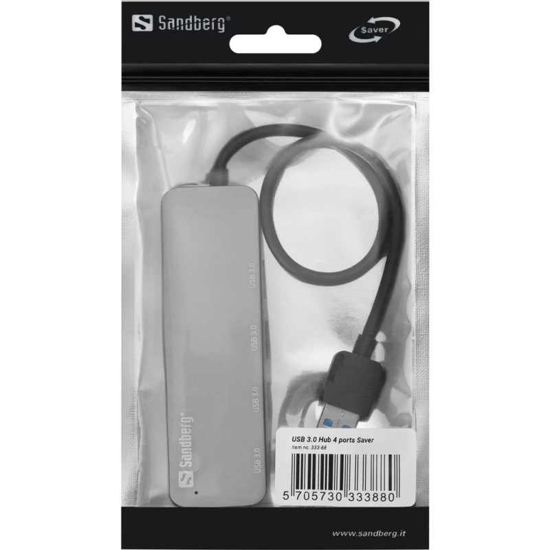 image de Hub USB SANDBERG USB 3.0 4 Port - Silver