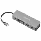 image de Station d'accueil SANDBERG Dock TRAVEL USB-C 13 en 1 - Gris