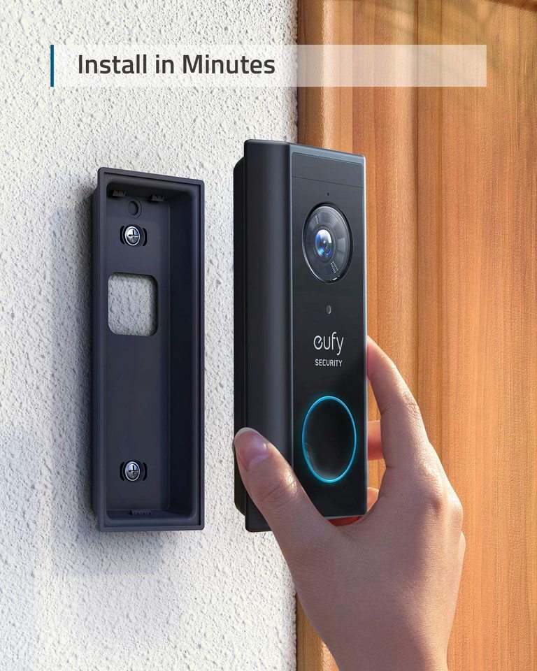image de Sonnette à piles Eufy vidéo 2K, kit - Noir - E82101