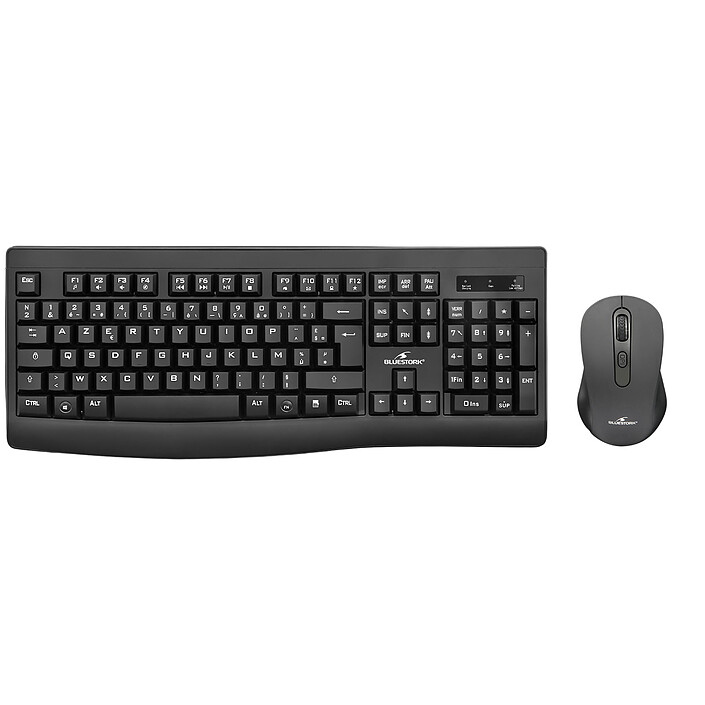 image de Bluestork Wireless Office Pack R (FR) Clavier + Souris optique sans fil ambidextre avec dongle unique