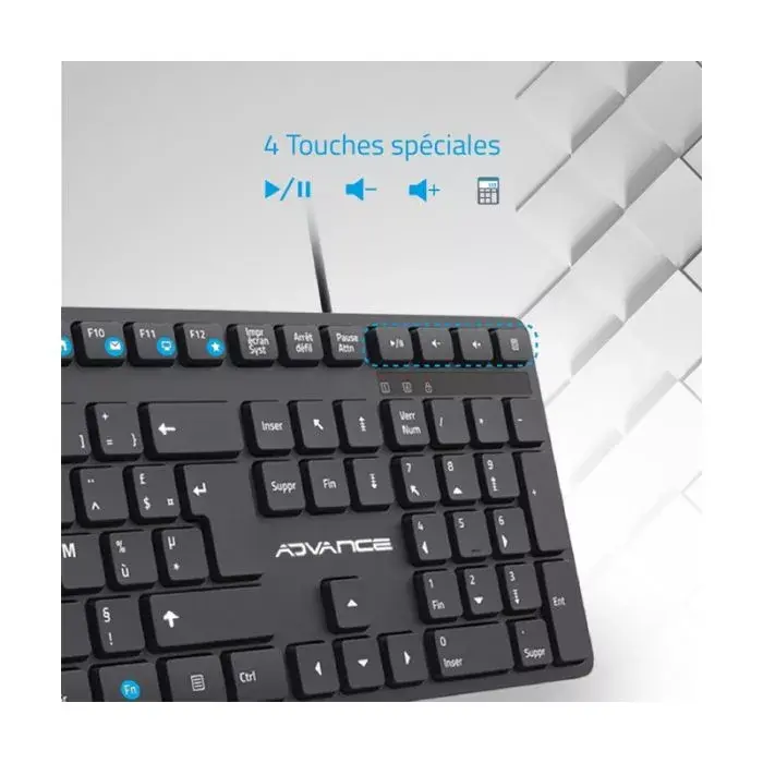 image de Clavier Filaire ADVANCE CLA-5100 Silencieux - Noir