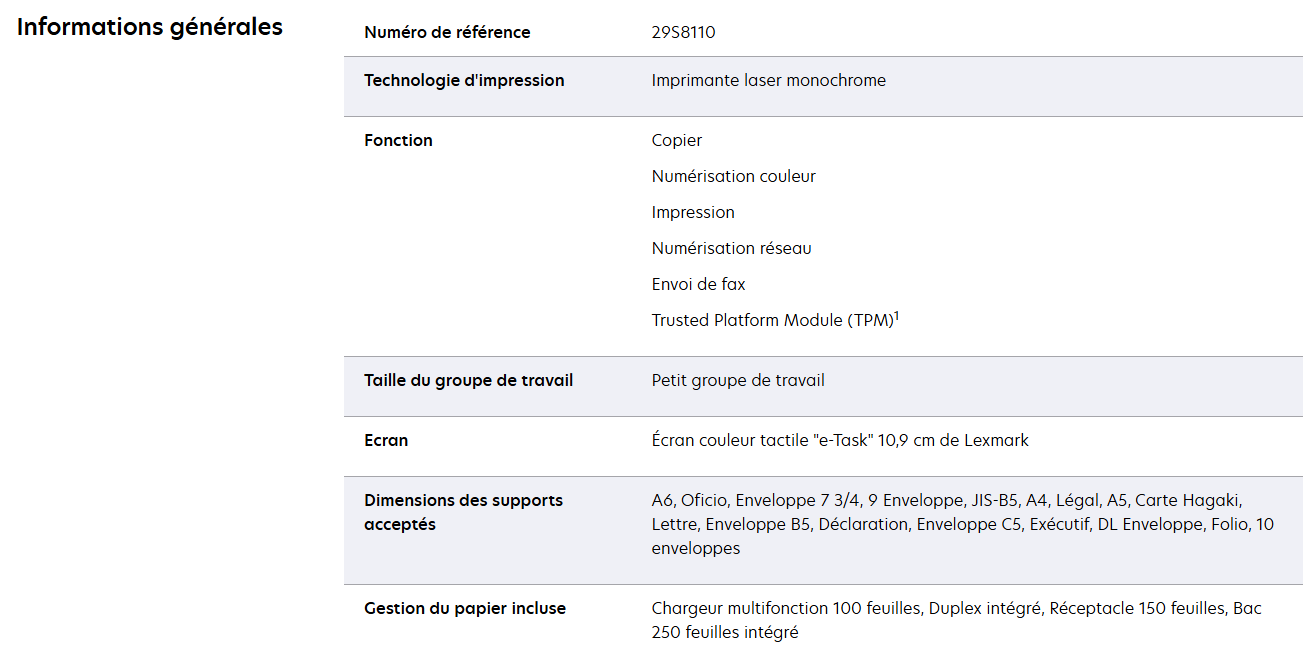 image de Imprimante Lexmark Multifonction 4en1 monochrome MX432ADWE/2GB
