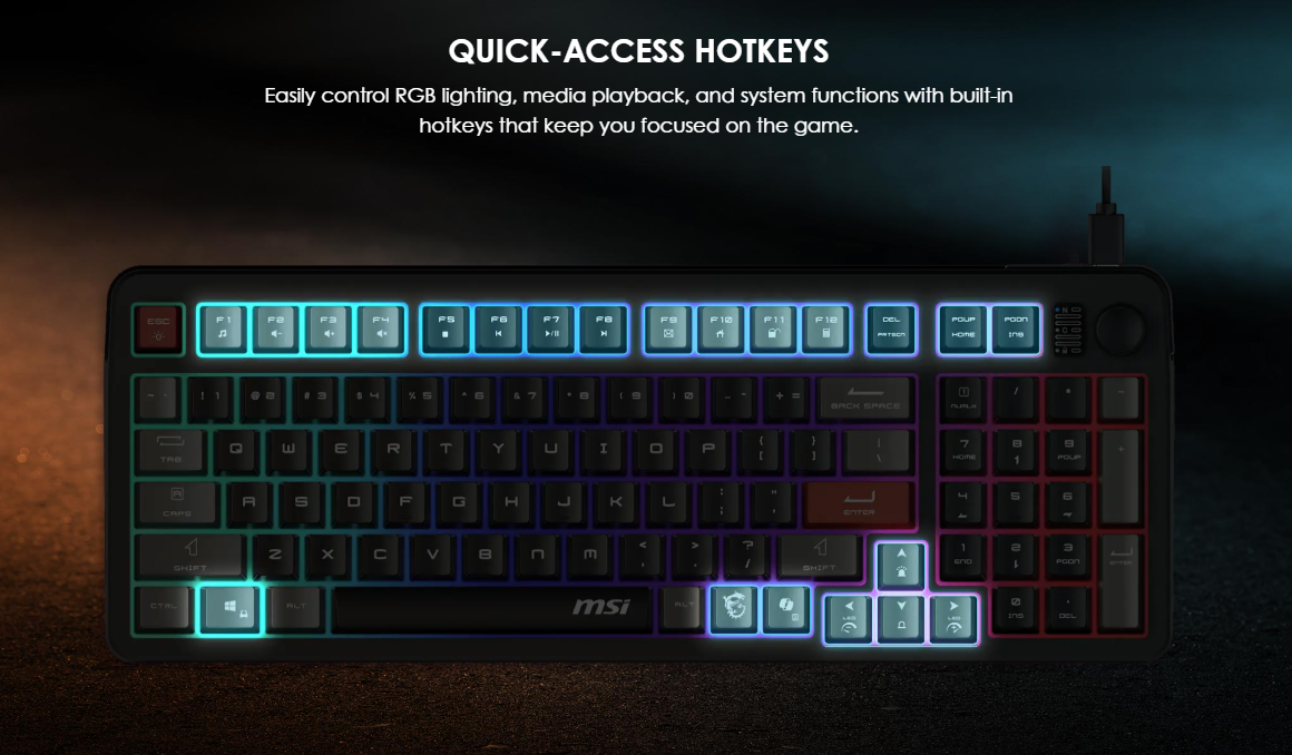 image de Clavier Gamer Filaire MSI FORGE GK110 AZERTY - Noir