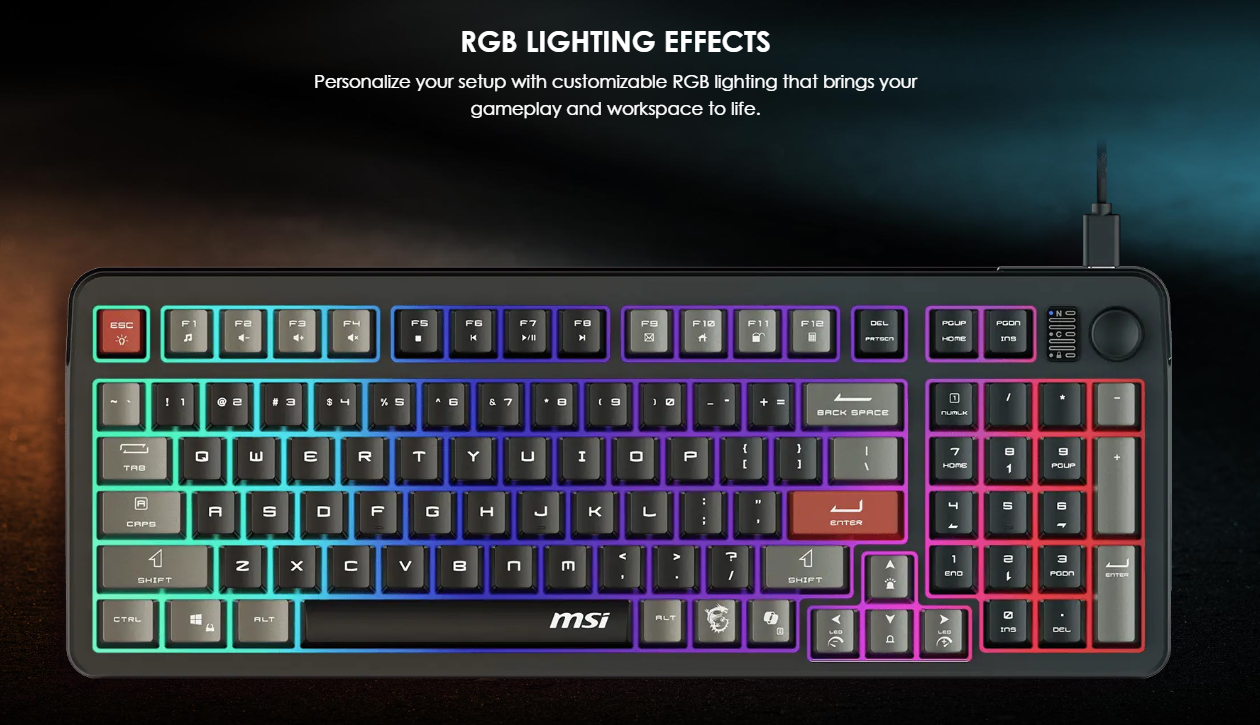 image de Clavier Gamer Filaire MSI FORGE GK110 AZERTY - Noir