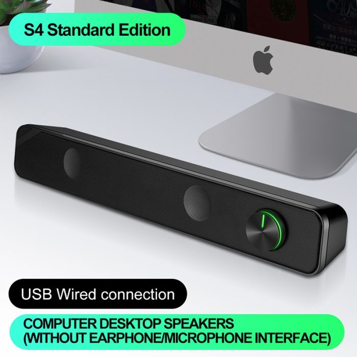 image de T-WOLF S4 Mini Barre de son USB 2.0 Multimedia Speaker Black