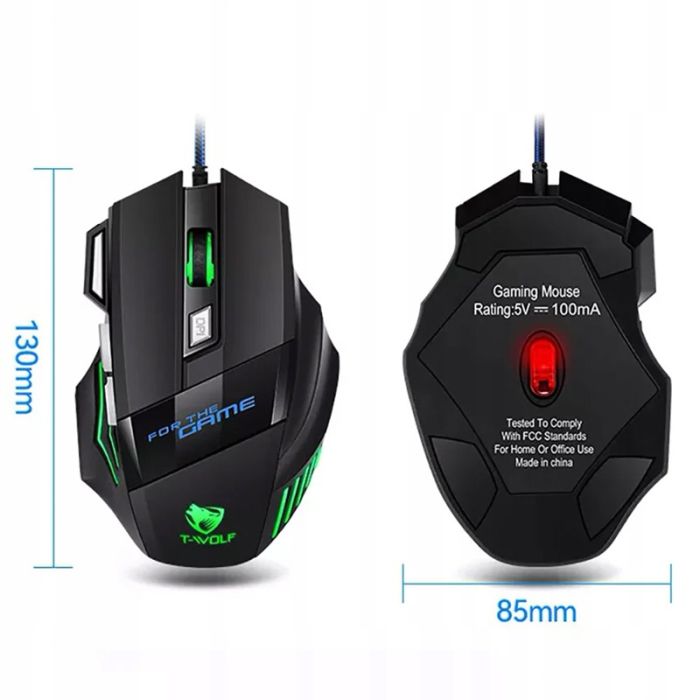 image de T-WOLF M1 Souris Gaming USB Lumineux RGB Souris Mécanique