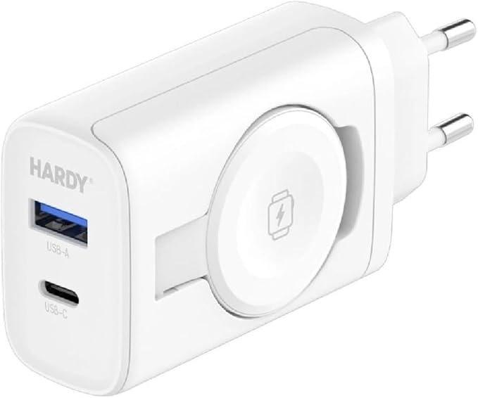 image de Chargeur secteur inductif 3mk HARDY Chargeur PD 2en1 33W USB-C USB-A – blanc