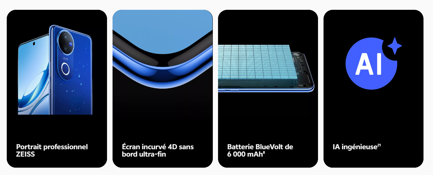 image de Smartphone Vivo V50 AI 5G 12 Go 256 Go Bleu