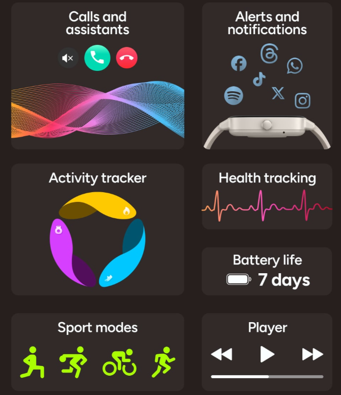 image de Smartwatch KSIX Pulse 1.83"/7 jours Batterie Life/mode sport et santé/appels/IP68