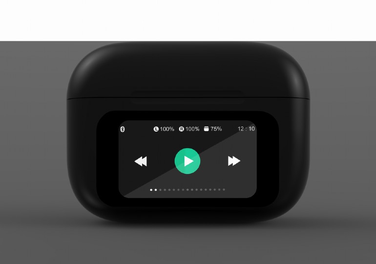 image de Oreillettes BT TWS avec écran LCD et suppression active des bruits, noir