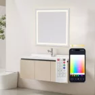 image de KSIX Aqua Smart Mirror, anti-buée 70x70 cm, Haut-parleur intégré, RVB + blanc chaud, 1 300 lm, 36 W, Tuya App