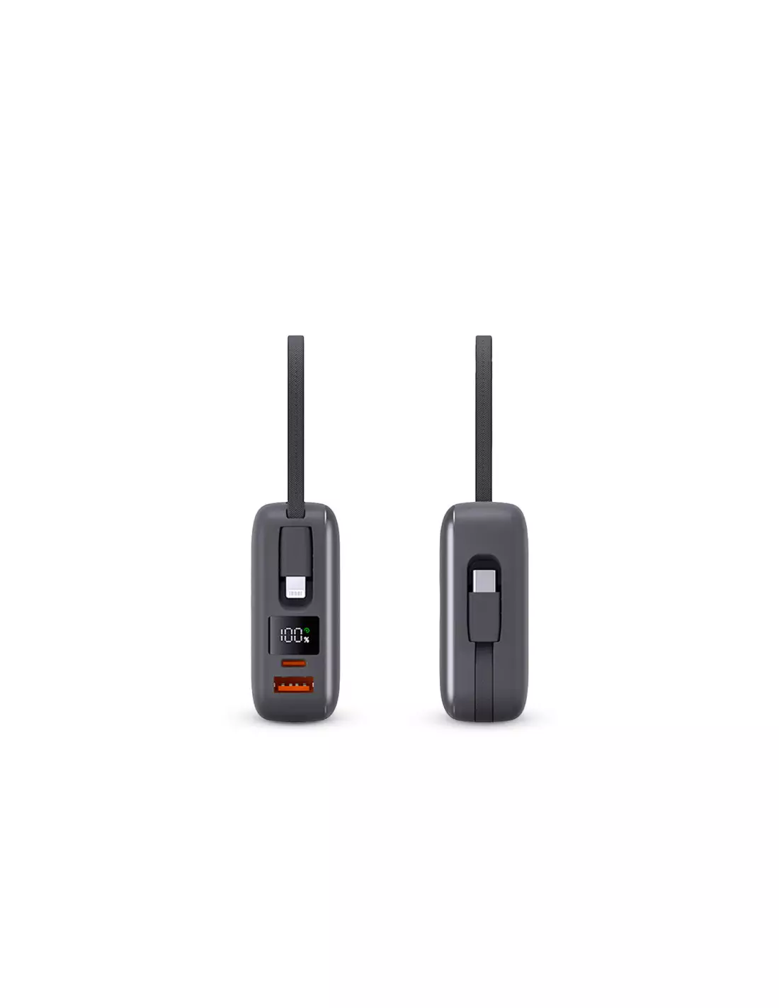 image de Powerbank KSIX 20 000 mAh 22,5W Fast Charging PD câbles USB-C et Lightning intégrés LED (BPB20PD22INTG)