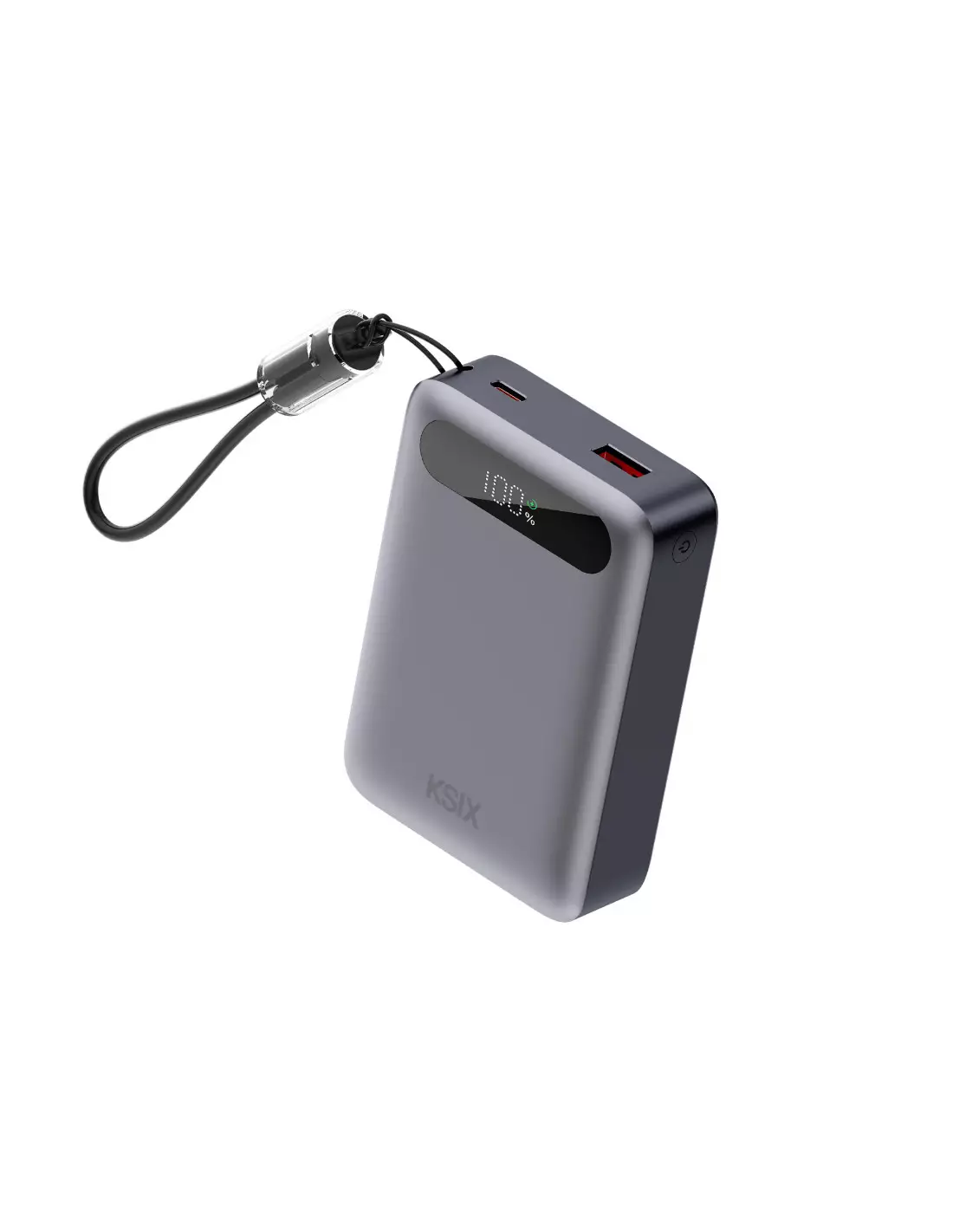 puissance-banque-ksix-20000-mah-225w-fast-charging-pd-chargement-simultane-convertible-usb-c-loop-cable-affichage-led-noir image de Powerbank KSIX 20 000 mAh 22,5 W charge simultanée, USB-C boucle Câble LED