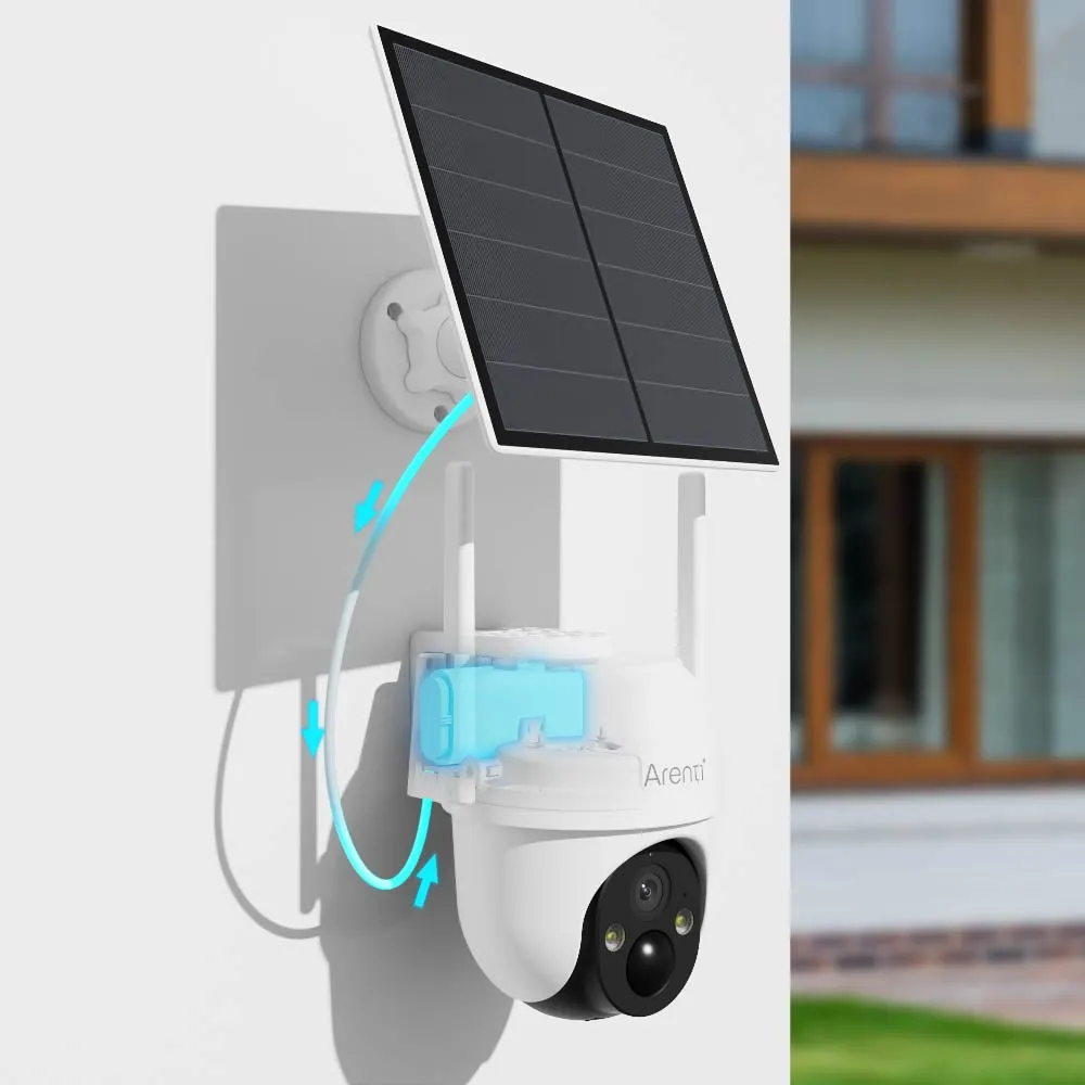 image de Arenti Caméra extérieure sans fil à batterie avec panneau solaire GO2T et SP2 2.4 GHz Wi-Fi