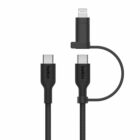 image de Câble 2en1 Belkin BoostCharge Pro avec connecteurs USB-C et Lightning noir