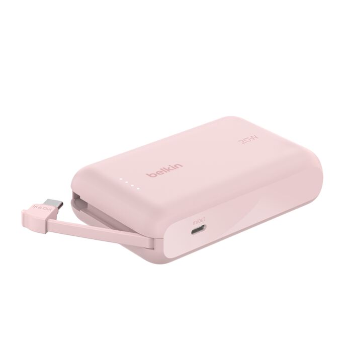 image de Chargeur portable Belkin BoostCharge 10 000 mAh - 20 W avec câble intégré