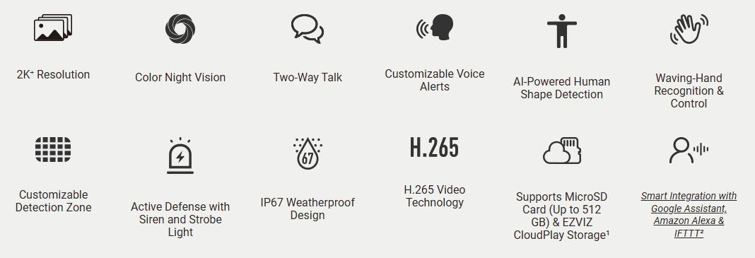 image de Caméra de Surveillance Externe EZVIZ H3c 2K+ 4MP Smart
