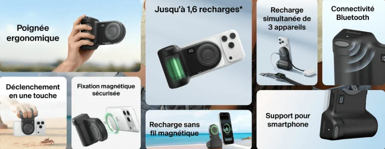 image de Power Grip Belkin magnétique avec batterie externe intégrée