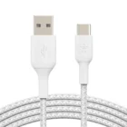 image de Câble Belkin Boost Charge tressée USB-A vers USB-C 15 W 1m Blanc