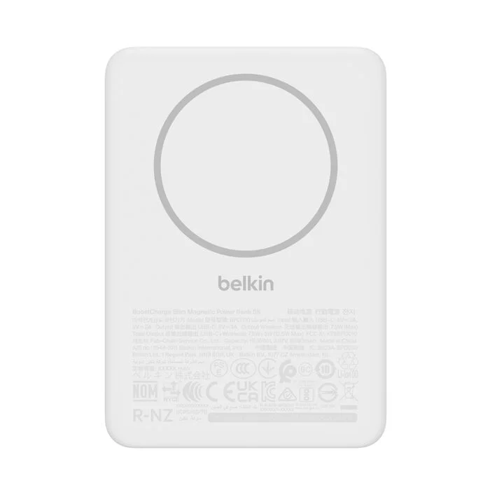image de Power Bank magnétique sans fil Belkin Boost Charge Ultra Slim 7,5W 5000 mAh Blanc