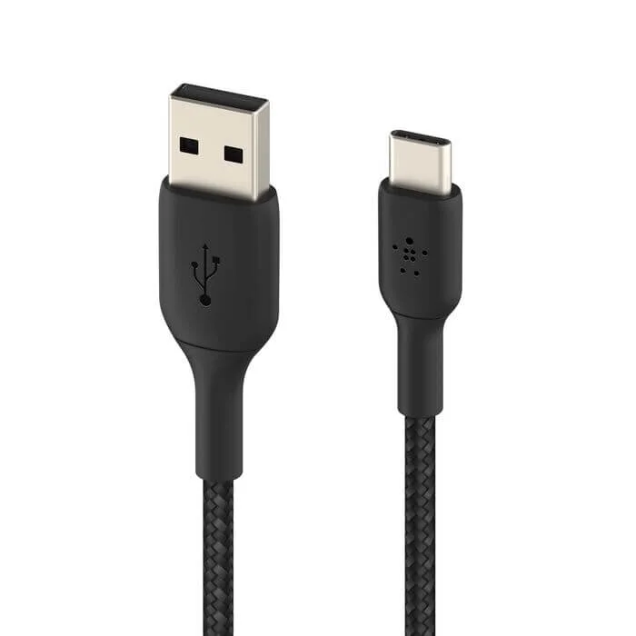image de Câble Belkin Boost Charge tressée USB-A vers USB-C (15 W, 1 m, noir)
