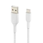 image de Câble Belkin Boost Charge tressée USB-A vers USB-C 15 W 1m Blanc