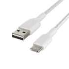 image de Câble Belkin Boost Charge tressée USB-A vers USB-C 15 W 1m Blanc