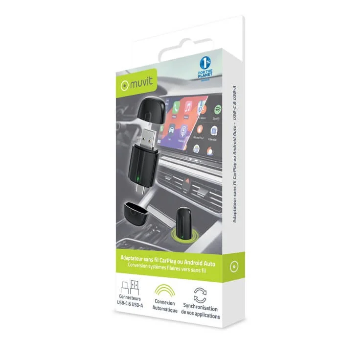 image de Adaptateur Sans Fil Carplay / Android Auto usb c + usb a