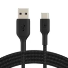 image de Câble Belkin Boost Charge tressée USB-A vers USB-C (15 W, 1 m, noir)