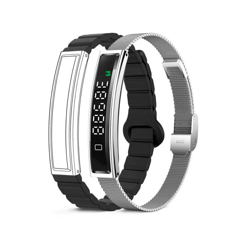 ksix-serena-ultra-light-smartband-with-display-100-sport-and-sleep-modes-7-day-battery-life-2-straps-silver-case (5) (1) image de KSIX Serena smartband ultra-léger avec écran, 100 modes sport et sommeil argenté