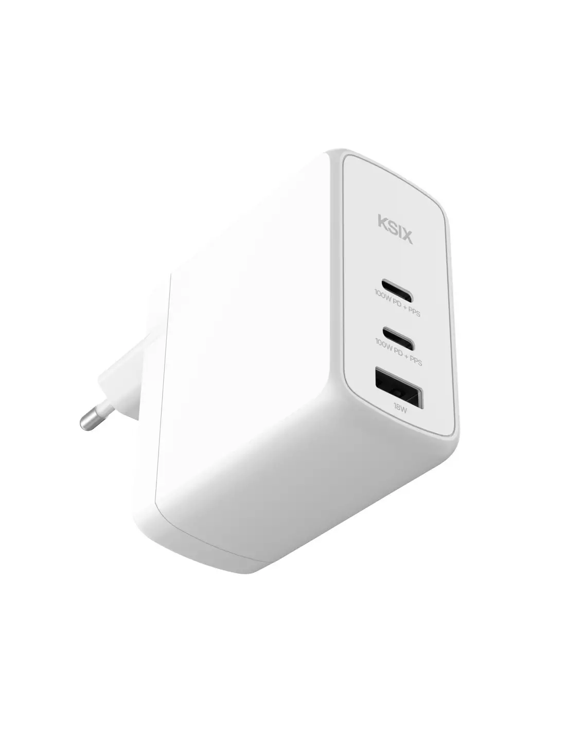 image de Chargeur mural KSIX 100 W / GaN / PPS / Power Delivery 3.0 / blanc